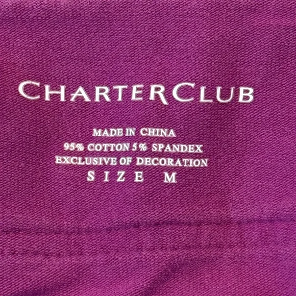 Charter Club Womens Fuscia Purple Embroidered Split V-Neck 3/4 Sleeve Top Size M - Picture 4 of 5